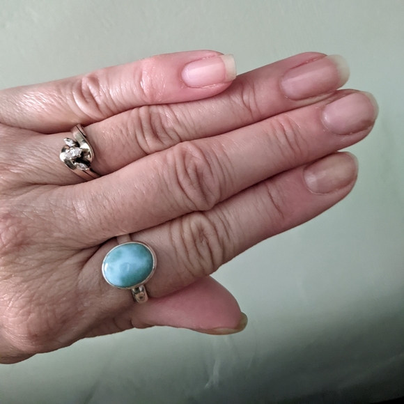 SALE! Larimar Sterling Silver Ring 925 - Picture 6 of 9